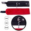 Esposas de cuero negro con peluche rojo